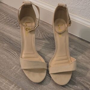 Lulu's Beige Ankle Strap Heels - Never Worn!
